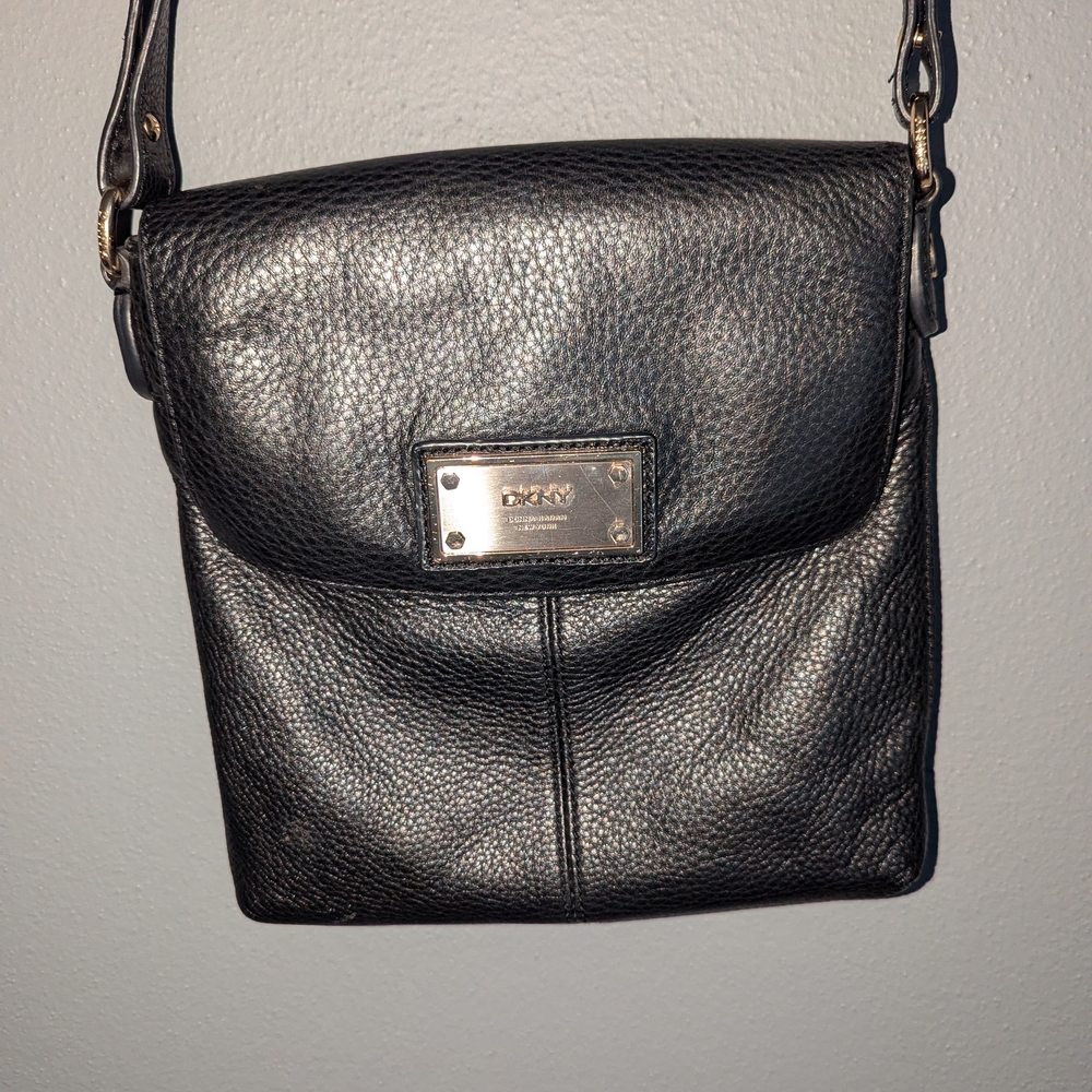 DKNY Black Pebble Leather Crossbody Bag - Picture 2 of 7